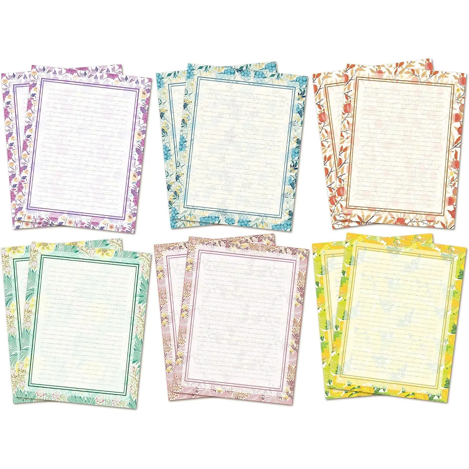 48 count  Morris Stationary Paper Set (Lined), Medieval  , Printer Friendly, Both Sides Printed, Writing Stationery  Letter Size 11 x 8.5 Inch, College Ruled