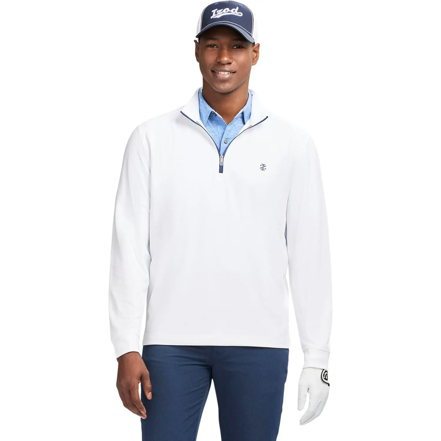 IZOD Men's Swingflex Golf Pro Mesh Quarter Zip Long Sleeve Shirt