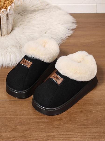 Women's Plus Size Warm Fleece Lined Boots, Casual Fluffy Snow Boots for Fall & Winter, Comfortable Indoor Outdoor Shoes