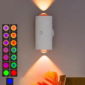 LED Wireless Wall Sconce with 7 Colors Changing, Motion Sensor Light Indoor, 1500mAh Rechargeable Battery Operated Wall Sconces  Bedroom Bedside Hallway Courtyard Doorway (White)