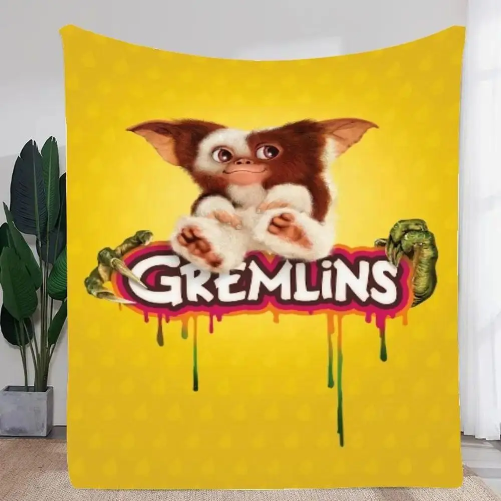 Gremlins Movie Cartoon Flannel Blanket Cute Soft Warm Throw Blanket for Sofa Bed Home Decor Gift