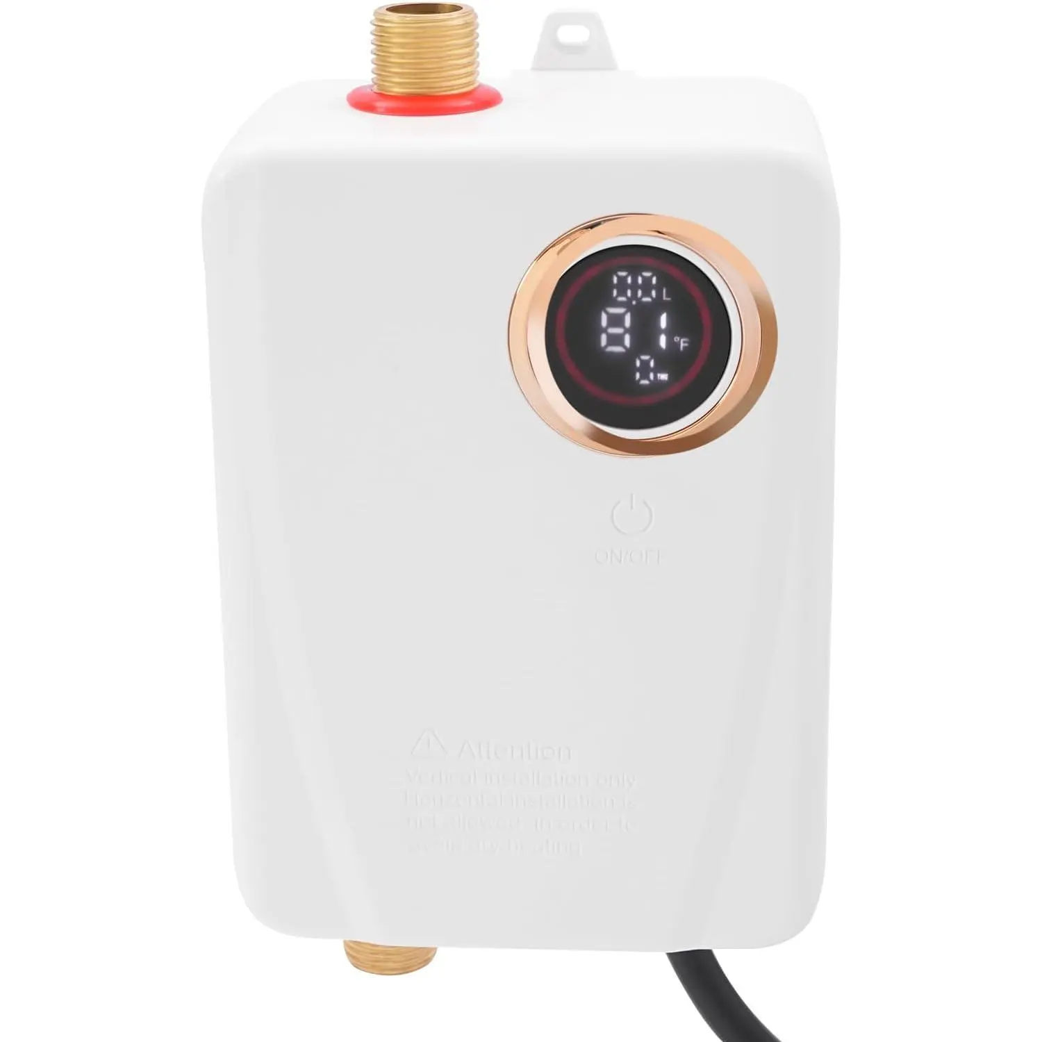 Electric Water Heater, Hot Water Heater Tankless Water Heater Electric 3000W Tankless Instant Hot Water Heater LCD Touch Screen tankless Water Heat (ABS+304 Stainless Steel, White)