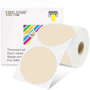 3 x 3Inch Round Color Coding Labels Circle Thermal Labels Printable  500 count Round Stickers Adhesive Writable for Office,,Garage,DIY Sticker,Barcodes,Name Tag, Light Brown