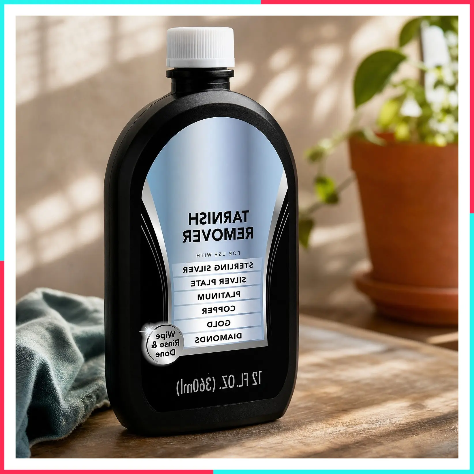 Tarnish Remover for Platinum, Copper, Gold, Diamond, Silver Plate & Sterling Silver Jewelry, Wipe-and-Rinse Formula, 12 oz. Bottle
