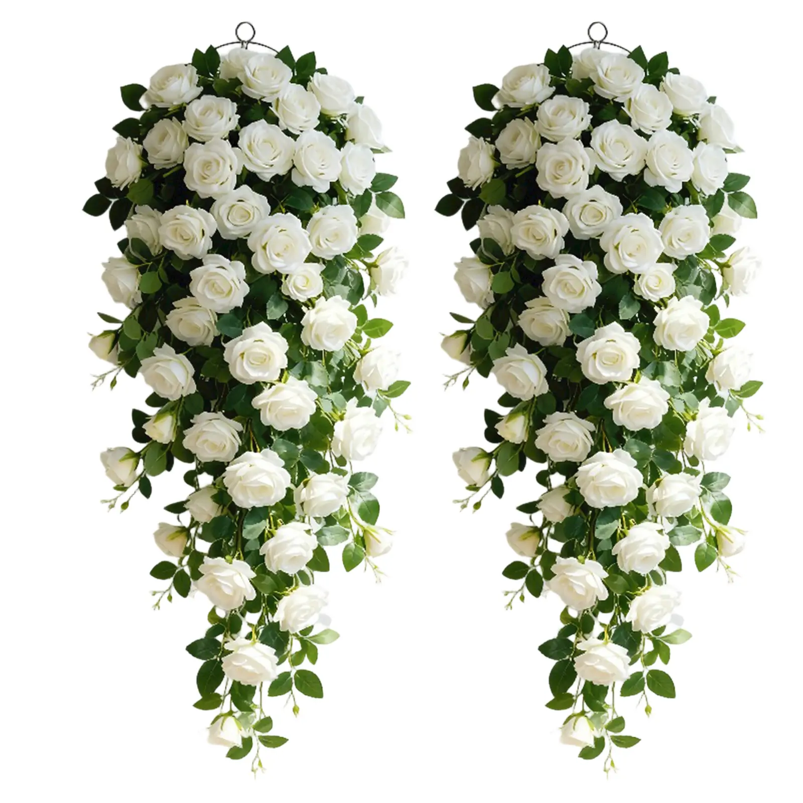 Artificial Hanging Flowers Faux Rose Ornament for Holiday Wedding Indoor Outdoor Decoration