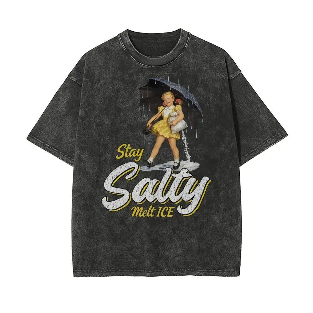 Subtle Anti Ice Stay Salty Protest Oversize Unisex Washed T-Shirt for Women and Men's Unisex Fit Batik Cotton Oversize Streetwear Menswear  Super Soft Pre-Shrunk