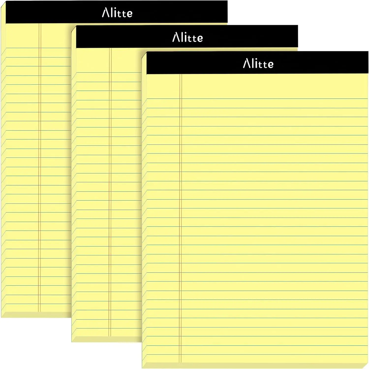 Yellow Legal Notepads 8.5 x 11, Pack of 3 - Perforated Wide Ruled Writing Pad -  Thick Paper, No Ink Bleeding - Blank Legal Pads For , Office, School, Business - 50 Sheets Per