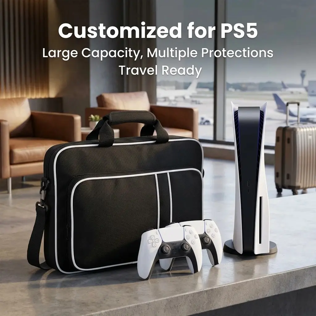 Ps5 Travel Protection Bag, High Large Capacity, Compatible with Ps5 Disc/digital Console, Includes Controller, Game Cards, Earphone Storage, No Device Included