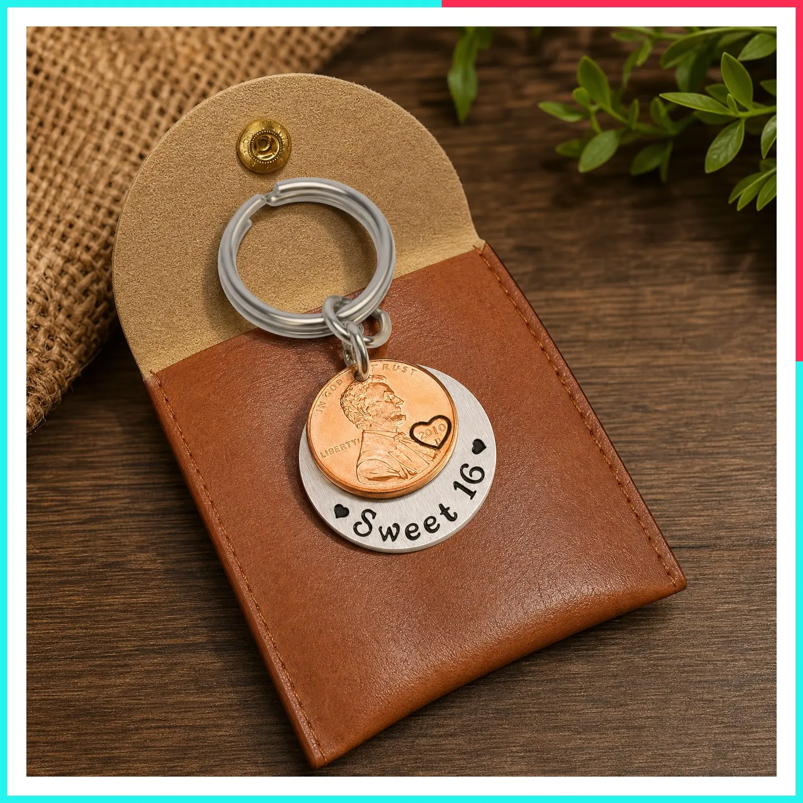 Lucky 2010 Birth Year Penny Keychain - Sweet 16 Gift for Daughter, Granddaughter, Niece, New Driver