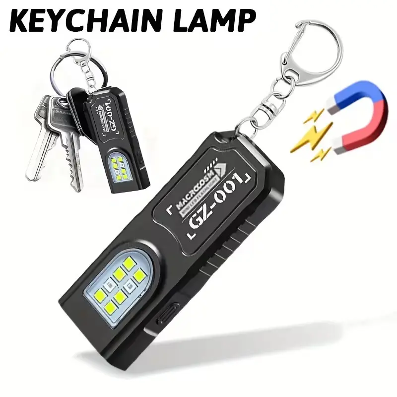 Mini USB Rechargeable Keychain Light, 5 Lighting Modes, Multi-Function Emergency Lamp, Keychain Accessory, Portable and Convenient