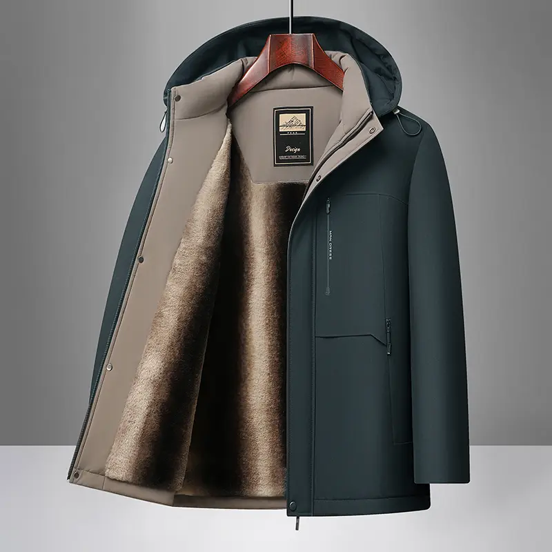 Men's Warm Fleece Lined Hooded Parka Jacket Thick Plush Thermal Winter Windproof Coat Zip Pocket Outerwear cozy soft cool clean chic active sporty premium classic stylish durable trendy relaxed comfy modern vibe urban fresh hype Multi-Color