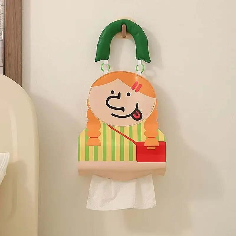 PU Leather Waterproof Cute Hanging Napkin Holder, Creative Cartoon Car Bag, Living Room Bedroom Bedside Napkin Pack, Fun and Practical Design