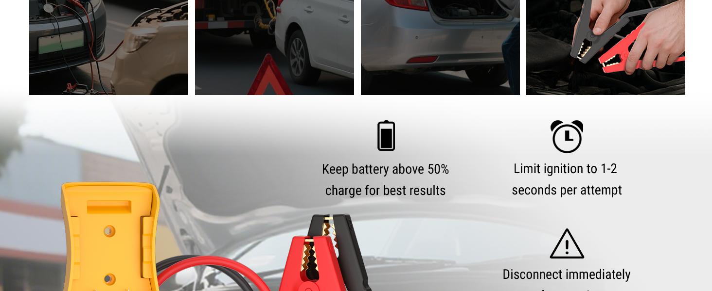 8AWG 2FT Silicone Jumper Cables for Car, Heavy-Duty Jump Starter Adapter Compatible with DE.Walt 20V Batteries, Alligator Clips for Jump Starting Vehicle or Tool Batteries