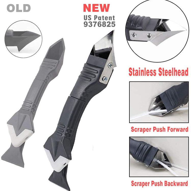 3-in-1 Silicone Caulk Remover Tool, Stainless Steel Head Glass Glue Scraper & Sealant Finisher, Caulk Removal Tool for Kitchen Bathroom Window Frame, DIY Home Repair 3-in-1 Silicone Caulk Remover Tool, Stainless Steel Head Glass Glue Scraper & Sealant Finisher, Caulk Removal Tool for Kitchen Bathroom Window Frame, DIY Home Repair
