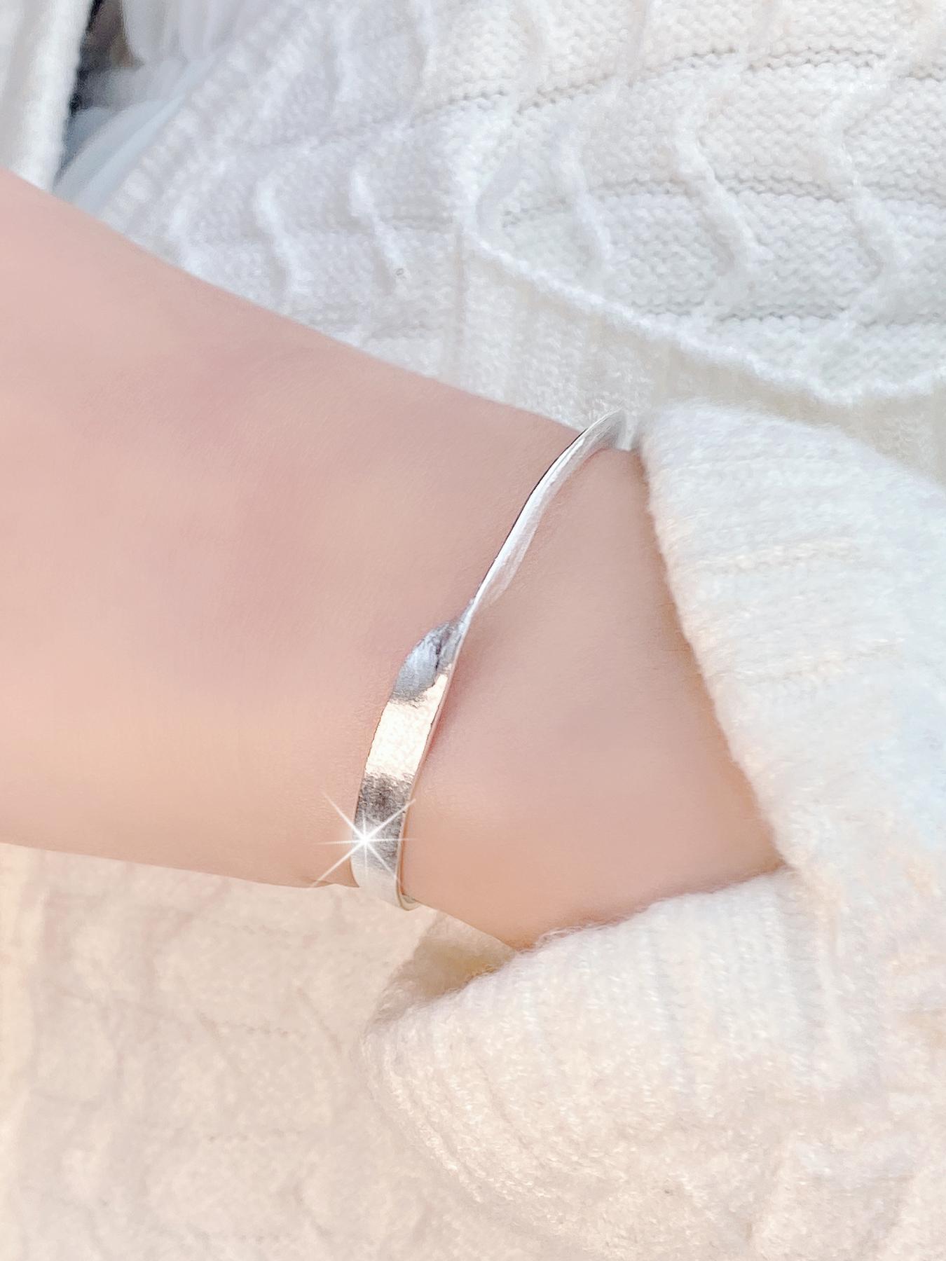 S925 Sterling Silver Simple Design Bangle Bracelet, Fashionable Jewelry for Women & Girls, Trendy All-match & Exquisite Jewelry for Birthday Gift