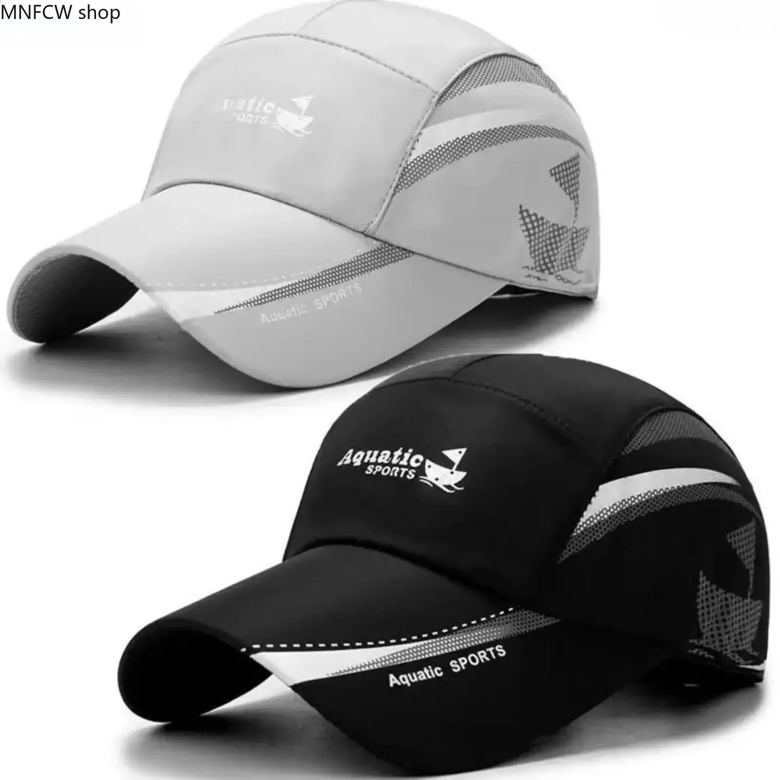 2-Pack Baseball Caps, Unisex Quick-Dry with Sailboat Print, Adjustable Sun Protection for Hiking & Fishing, One Size