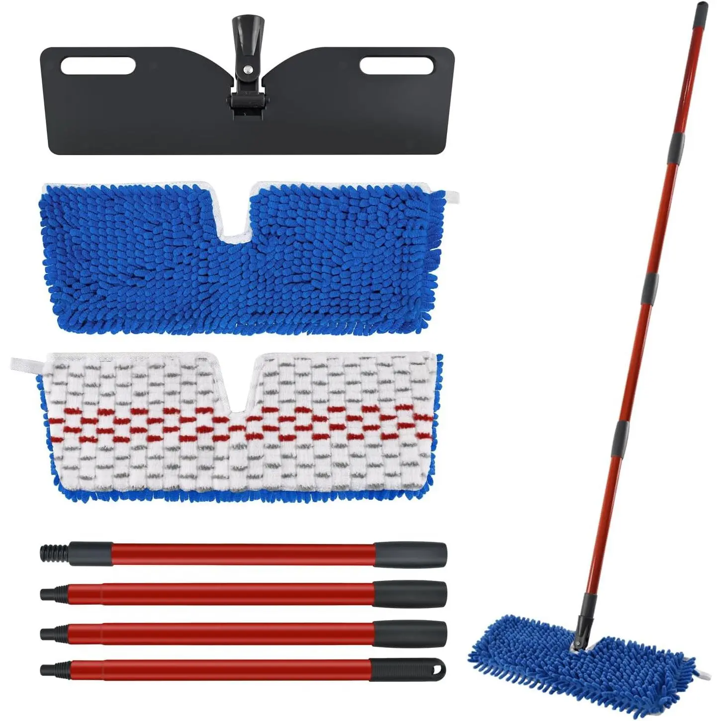 Microfiber Dust Mop Set for Floor Cleaning, Flat Mop for Wet & Dry to Clean Washable Flip Mops Pad for Ocedar Hardwood Floor 'N  3-Action Mop, Adjustable 58" Mops Handle & 2  Refill & Base