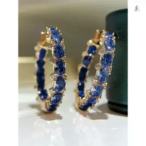 Fashion Elegant Rhinestone Zirconite Decorated Hoop Earrings, Ear Accessories, Casual Ear Piercing Jewelry for Party, Daily Clothing Decor, Anniversary, Wedding, Gift
