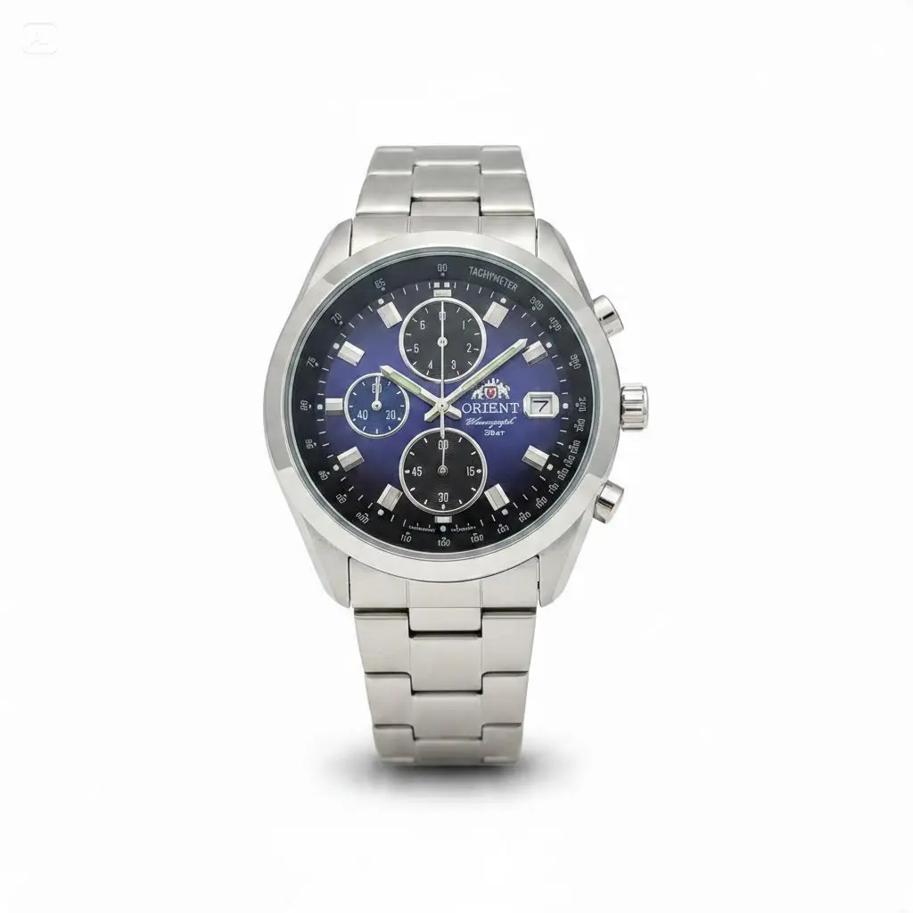 Time Banquet Orient Men's Stainless Steel Chronograph Watch, Sapphire Crystal Dial Window, Multi-Function Stopwatch Wristwatch, Date Display Window, Luminous Hands & Markers, Sports & Business Dual-Purpose Wrist Watch