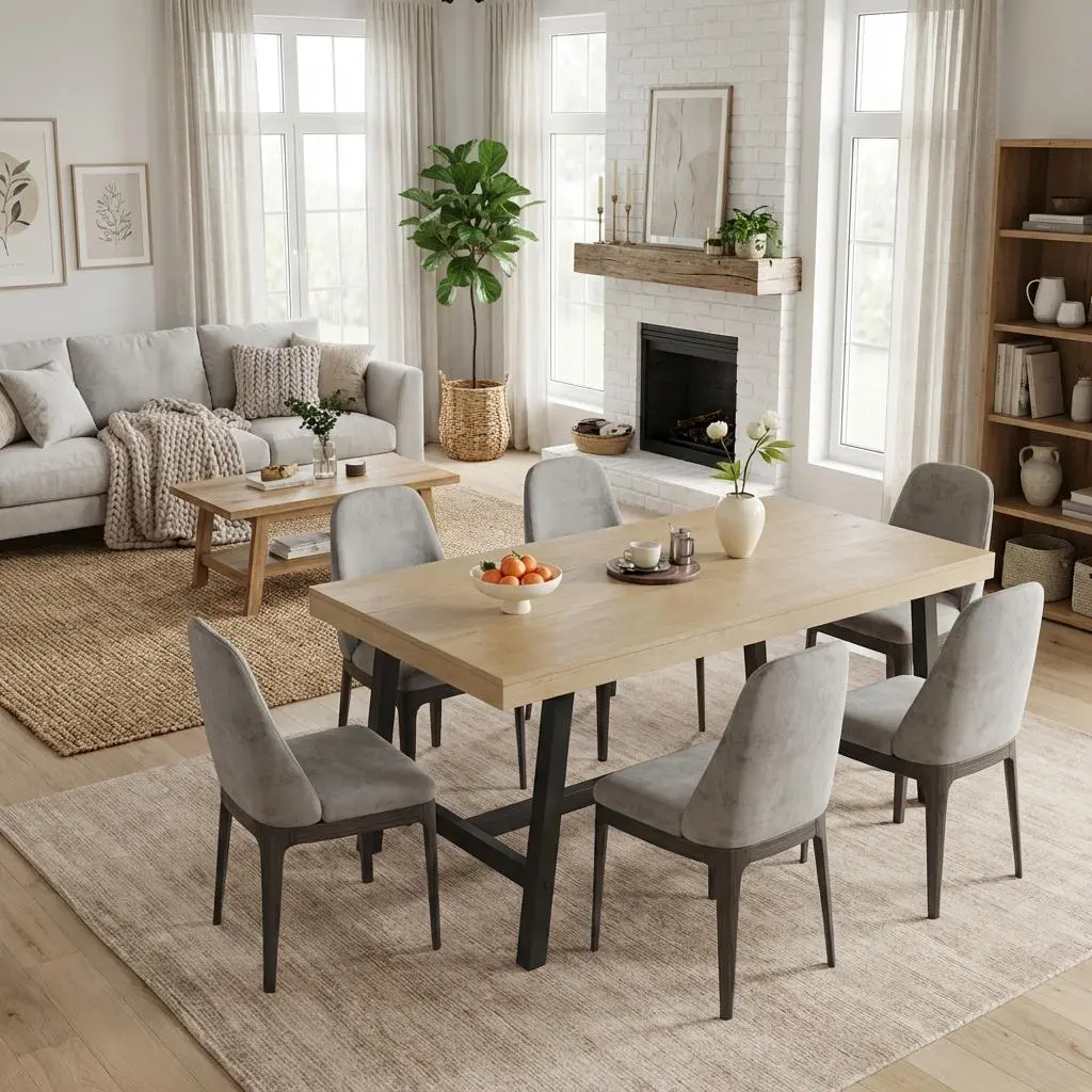 Industrial Rectangular Dining Table 1.8m with Metal Frame and MDF Top – Industrial Dining Table, Rectangular Dining Table, Industrial Style Table, Metal Dining Table, Modern Dining Table
