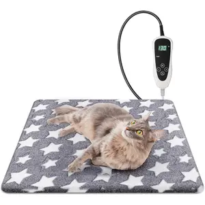 Cat Heating Pad, Waterproof Pet Heating Pad for Cats Dogs Indoor, 11 Adjustable Temperature Warming Bed Mat with Timer, Indoor Heated Bed with Chew Resistant Cord (S: 18'' L X 18'' W)