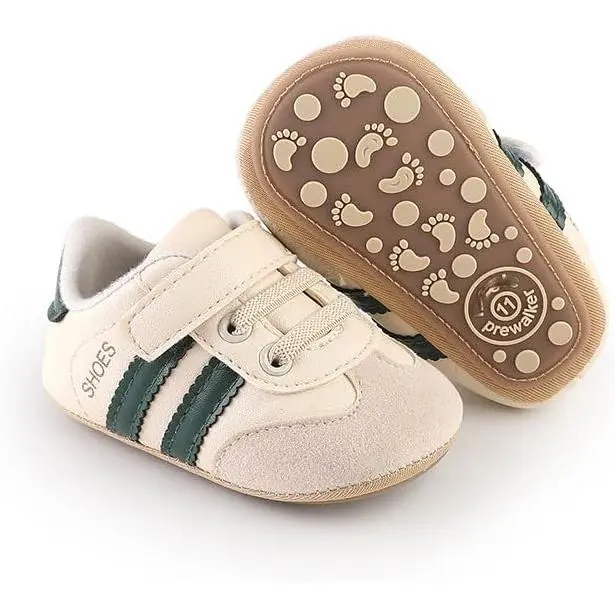 Baby Boys Girls Retro Sneakers Pu Leather Rubber Sole Walking Shoes Toddler Non-Slip First Walkers Infant Slippers Crib Shoes