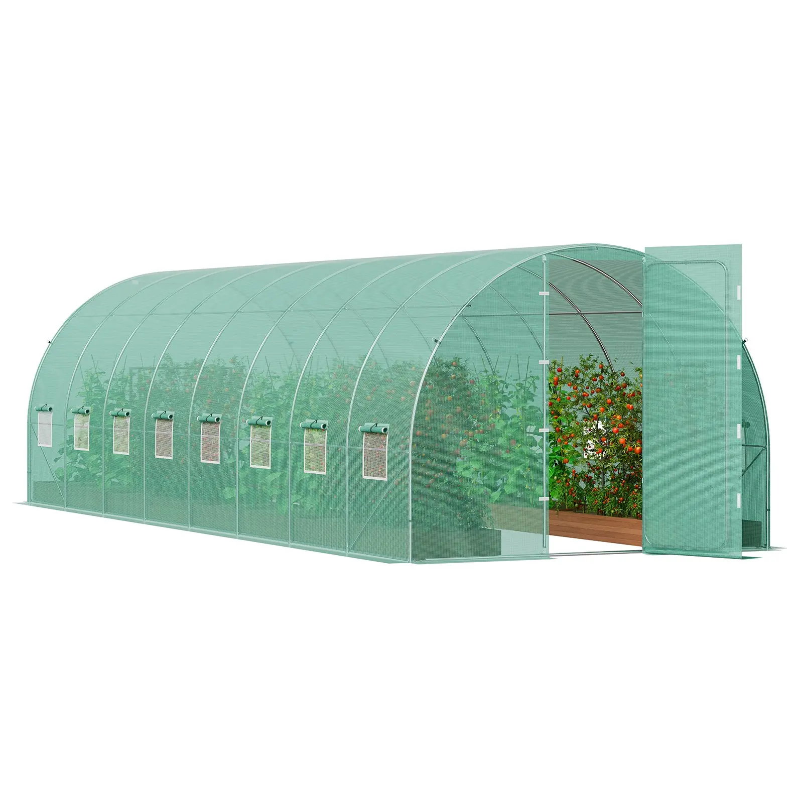 【DealsForYouDays】VEVOR Walk-in Tunnel Greenhouse, 27.4x9.5x7.4 ft Hoop House Greenhouse Tunnel, Plant Hot House with Galvanized Steel Frame, Green PE Cover, Swing Door and 16 Roll-up Windows for Outdoor