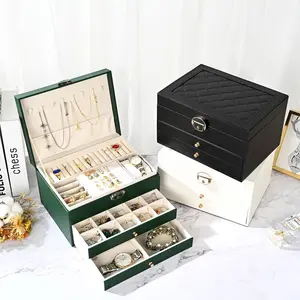 High Capacity 3-Layer Drawer Jewelry Box, Anti-Oxidation Storage for Earrings Rings Necklaces, Home Use Organizer