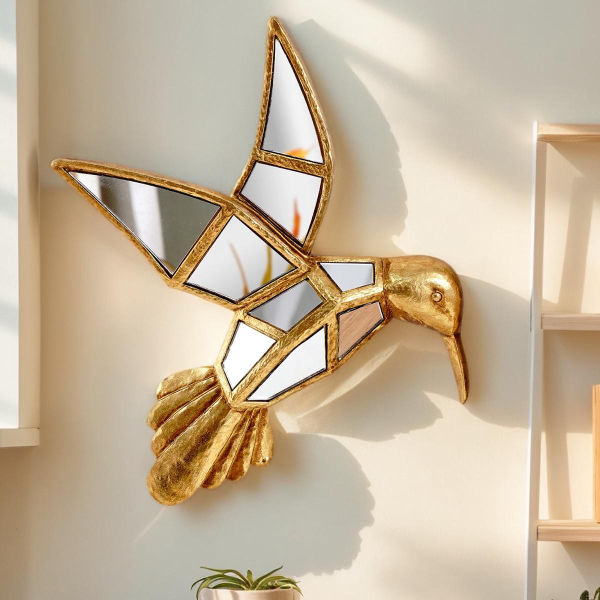 Resin Hummingbird Wall Hanging Decor, Mirror Surface Design, Perfect for Bird Lovers & Home Parties, Creative Animal Display, Hanging Room Decor