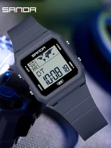 1pcs Sanda2217 Sporty Men's Digital Watch, Multi-Function Alarm, Countdown, Night Light, Waterproof, Electronic Movement, All Seasons