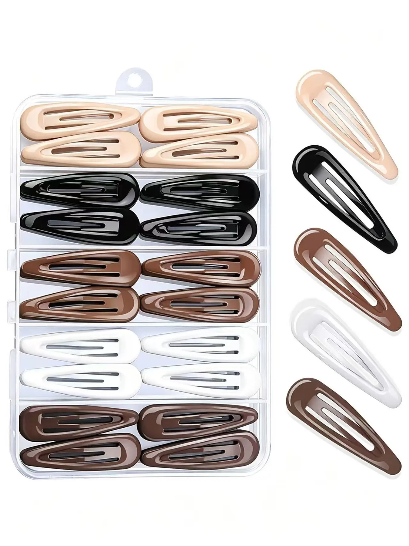 50pcs Snap Hair Clips, 2 Inch Hair Barrettes for Women, Metal Mixed Color, 5 Colors, Stylish Fashion Hair Accessories for Everyday Use, Hair Style Accessory