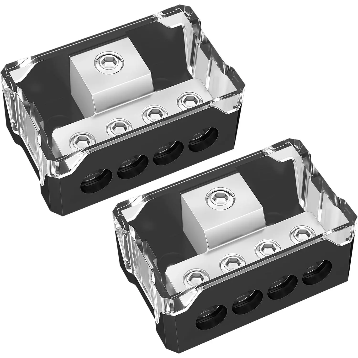 4 Way Power Distribution Block Car Audio 0/2/4 Gauge Input 4/8/10 Gauge Output Amp Ground Distribution Block Splitter