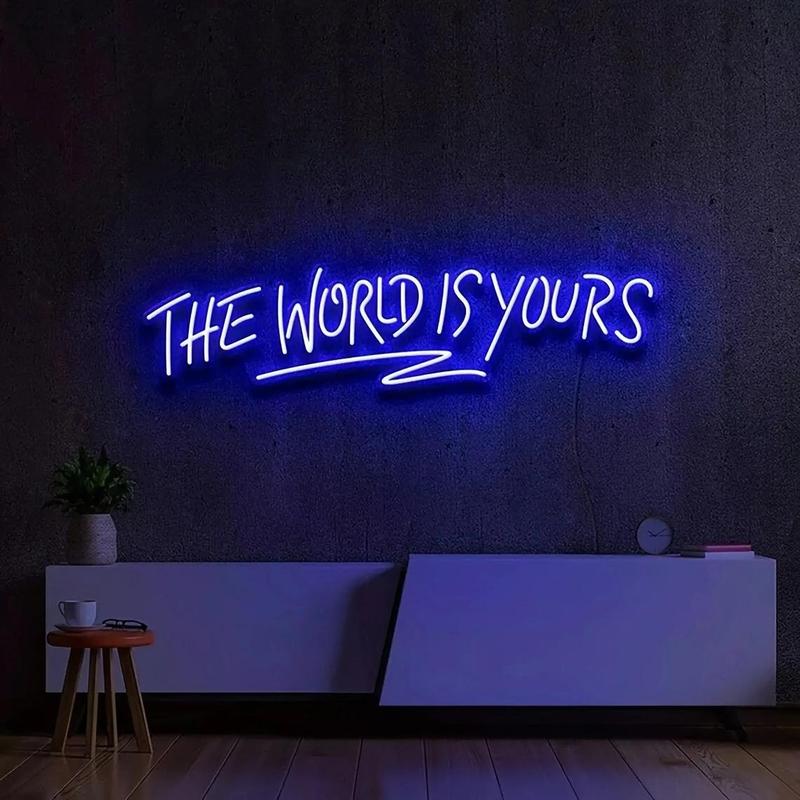 The World Is Yours Neon Sign, Personalized Letter Sign, Multicolor LED Luminous Wall Hanging Neon Sign for Bars, Nightclubs, Coffee Shops, Living Rooms, Led Signs