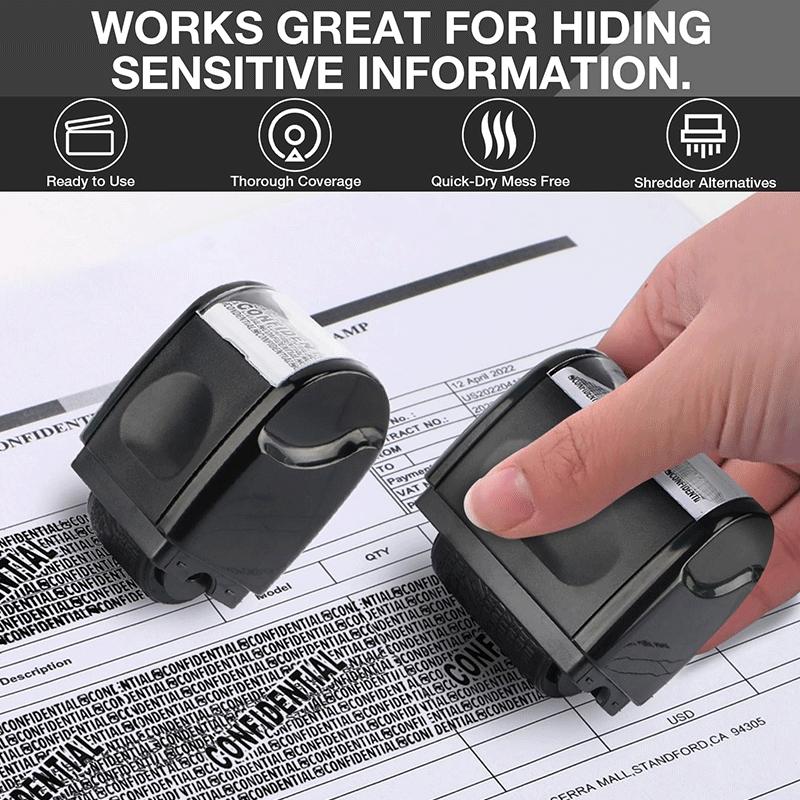 Identity Theft Protection Roller Stamp Set, 2-Pack with 4 Refills, Blocks ID & Address Info, Essential for Home & Office Security