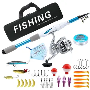 Complete Fishing Gear Set, Includes Telescopic Rod, Smooth Spinning Reel, Fish Line, Bait Accessories, Knot Guide, Beginner & Pro Friendly