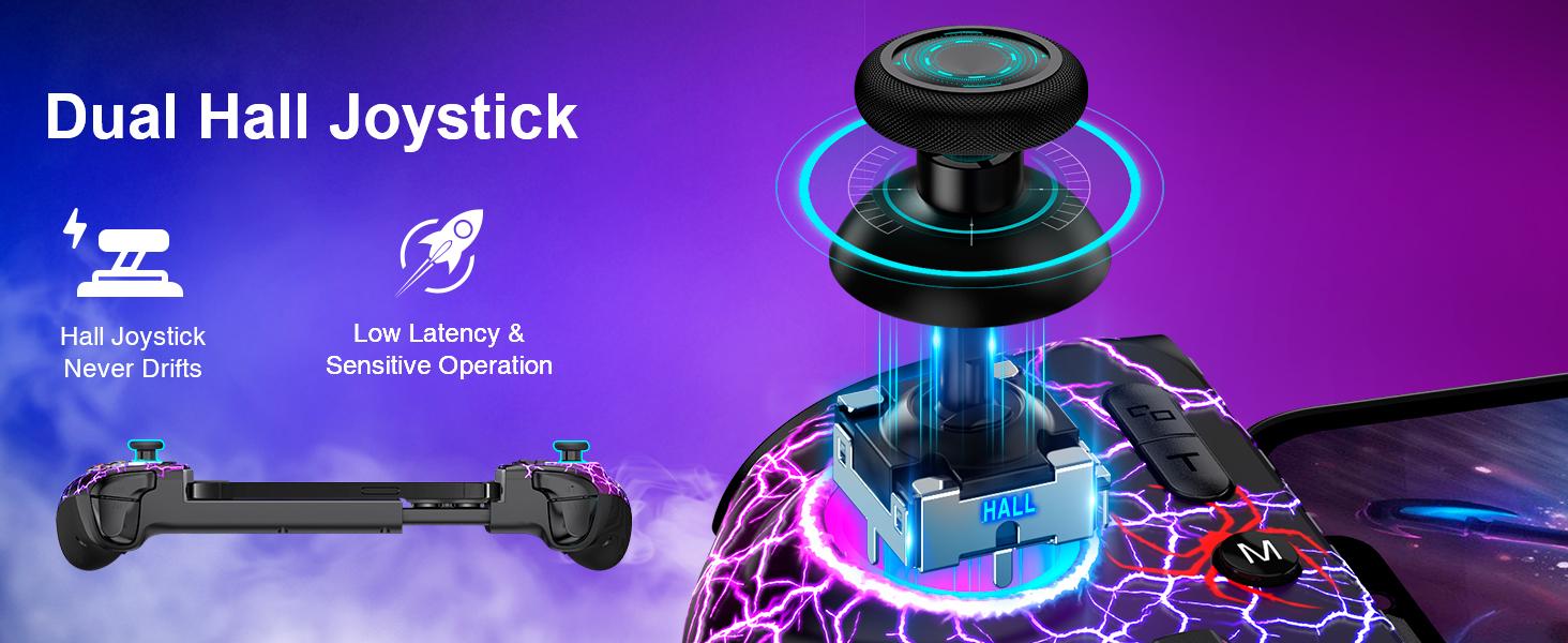 Full-Size Gaming Phone Controller for iPhone 15/16, Android Phone Tablet, Mobile Gamepad with Hall Trigger/Joysticks