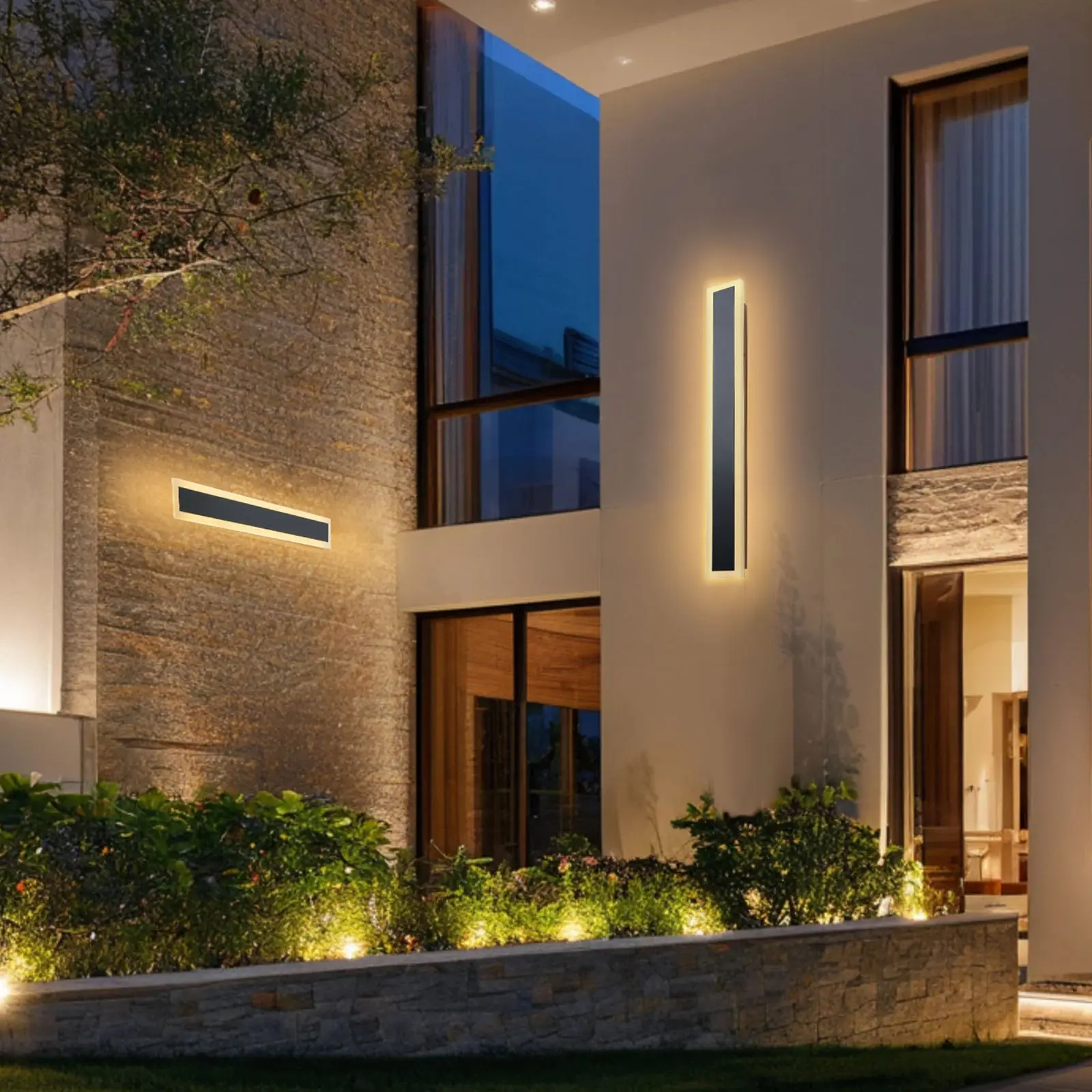 VEVOR Outdoor Wall Light, 23.6 Inch, Long Strip Modern Exterior Wall Sconce Light Fixtures, 3000K Warm White, IP65 Waterproof, Anti-Rust Outside Patio Wall Mount Lighting, for House, Porch, Garage