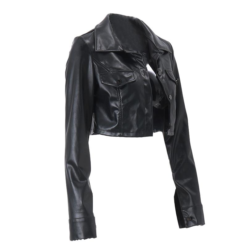 Women Crop Leather Jacket Solid Color Casual Long Sleeve Button Down Jacket Fall Outwear Coats Love Polyester Spring Tops Outerwear Black Fitted Women Crop Leather Jacket Solid Color Casual Long Sleeve Button Down Jacket Fall Outwear Coats Love Polyester Spring Tops Outerwear Black Fitted