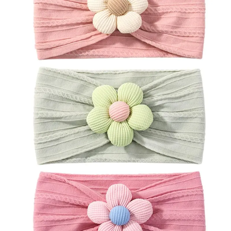 Girls' Floral Hairbands Set, Handmade Soft Nylon Headwear, High Elastic Comfortable Cute Hair Accessories for Pre-School Children, All Seasons, Hair Accessories Sets