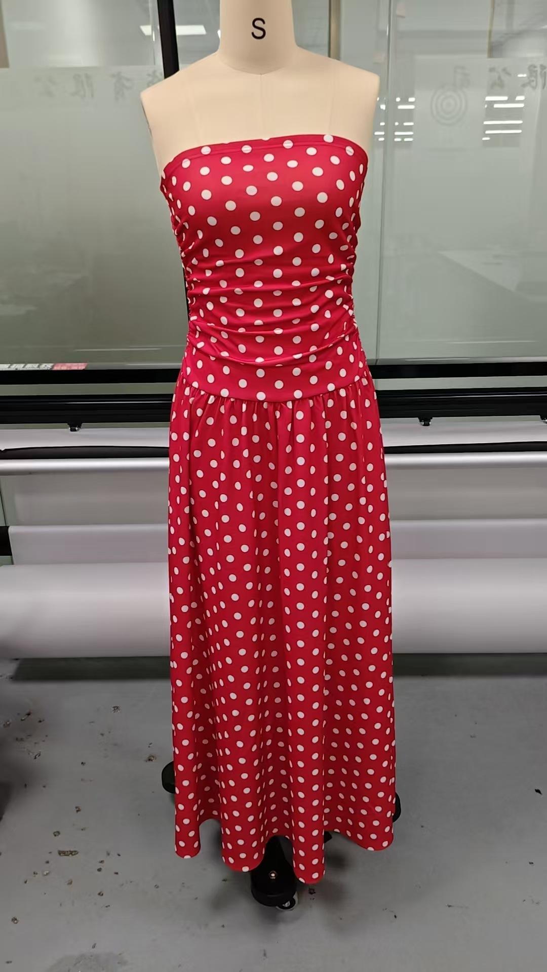 Women's Elegant Fashion Polka Dot PrintHalter Dress, Stylish Chic Sleeveless MaxiDress for Parties and Casual Wear, SummerFashion