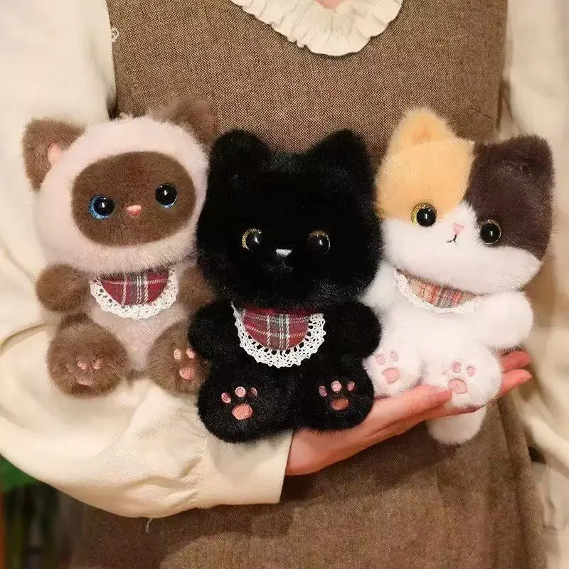 Plush Cat Pendant Doll, Siamese Cat and Tricolor Cat Stuffed Toy, Hanging Ornament Decoration, Cute Pet Accessory for Home Decor