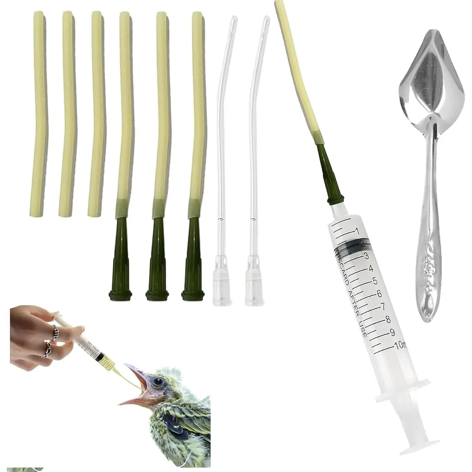 10 count Parrot Feeding Tools Bird Parrot Feeding Tubes Parrot Feeder   Parrot Hand Feeding  Bird Feeding  Set,for Feeding Milk or Medication to Birds, Birds (#1)
