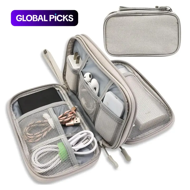 Cable Storage Bag, Portable Double Layer Makeup Storage Box, Waterproof Stationary Storage Container, Travel Organization Pouch for Outdoor Travel, Gift Choice #TOP PICKS 0