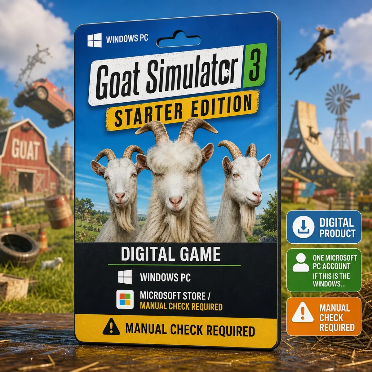 Goat Simulator 3 Starter Edition — Windows Edition, Digital Game, Windows PC, Microsoft Store / Supplier confirmation required, Region Check Required