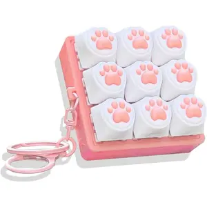 Sound Keyboard Fidget Toy for Stress Relief, Fidget Clicker Keychain Gift for Office School Travel Anxiety (Pink Cat's paw)fidget toys