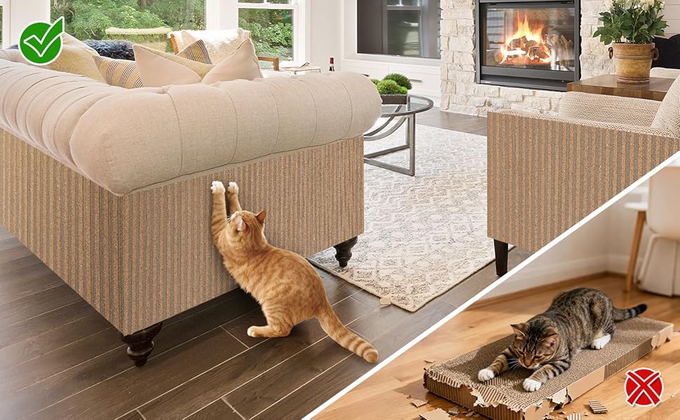 Natural Cork-Cat Scratch mat-Cat Scratch Pad Rug-cat Couch Protector-Scratch Furniture Protector for Post/Sofa/Floor-Wall Scratchers for Indoor-Carpets Scratching-Stretching- Kitty Gifts-Brown