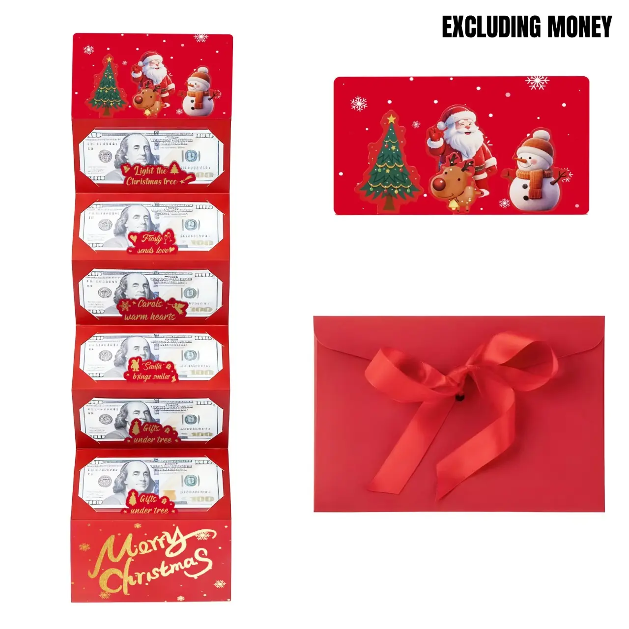 Christmas Money Gift Card Book - Bulk Cash Holder with Matching Envelopes - Creative Surprise Christmas Cash Gift for Holiday Parties, Family Gifts, Thanksgiving, and Halloween - Perfect Christmas Party Gift Supplies and Christmas Stocking Stuffer