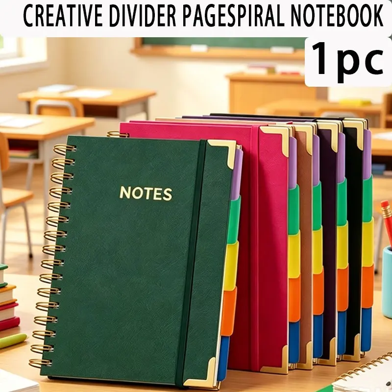 A5 Notebook with PU Cover, Office Spiral Coil Binding Design, Ideal for School, Office, Home Records, Gift Notebook