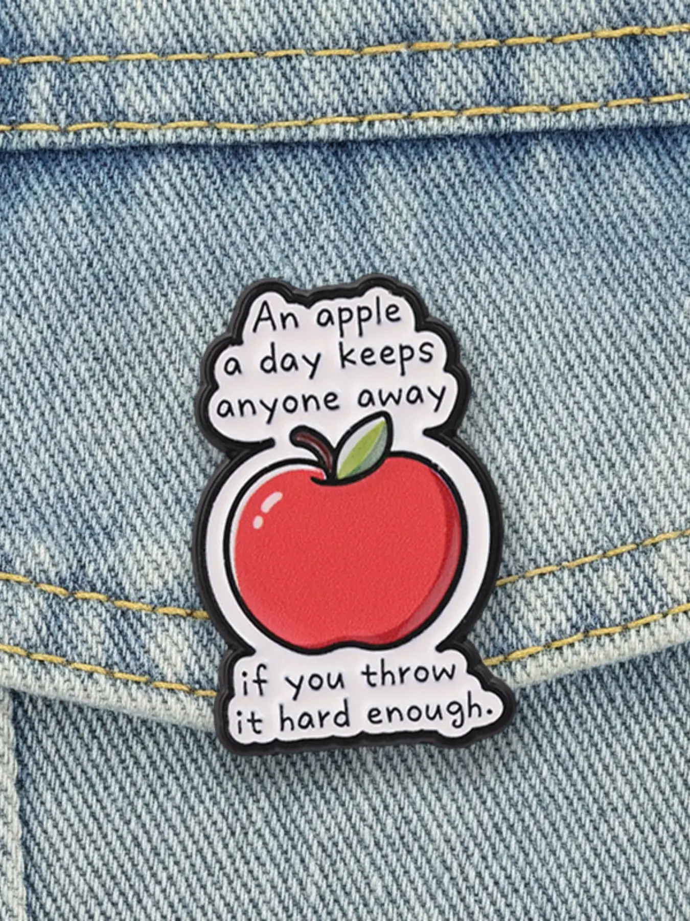 Funny Apple Pun Enamel Pin, Introvert Anti-Social Sarcastic Meme Lapel Badge, Casual Cartoon Pattern Brooch, Perfect for Humor Lovers