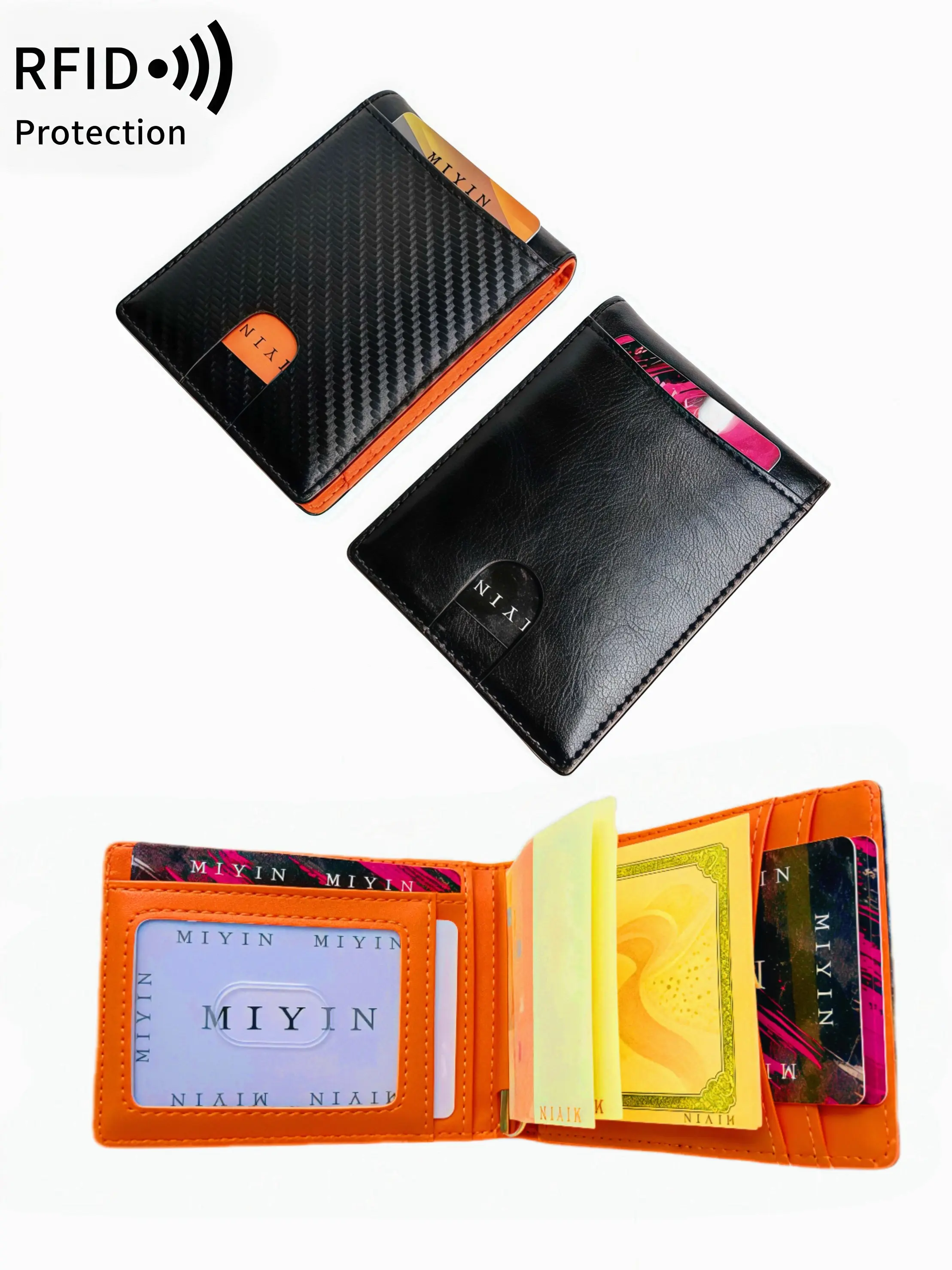 Ultra Slim Stylish Mens Bifold Wallet, RFID Blocking Card Holder, Carbon Fiber & Smooth Leather Options, Multi Card Slots With Clear ID Window, Compact Business Pocket Wallet, Durable Travel Accessory, Perfect Father's Day Gift For Him